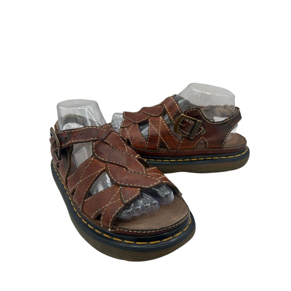 RARE Dr. Martens VTG Y2K 90s Brown Leather Chunky Fisherman Sandals Womens US 9